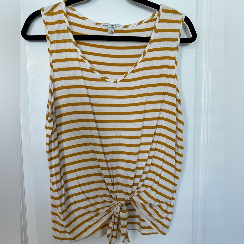 Stripe tie front tank top